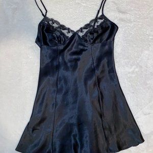 COPY - Victoria's Secret Sexy Black Silk and Lace Slip Dress Lingerie